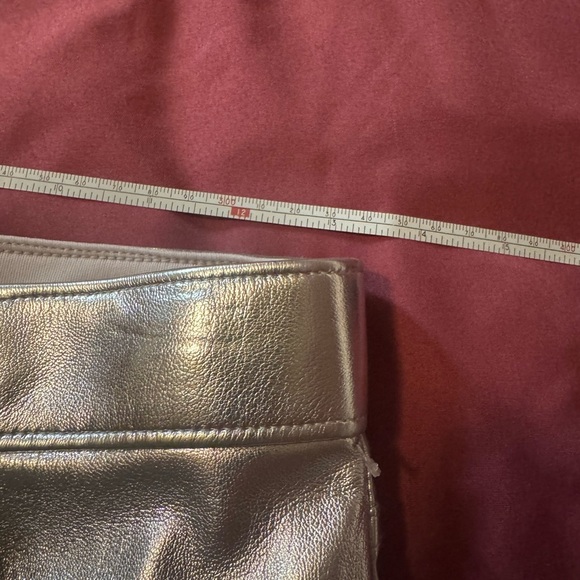 ABERCROMBIE & FITCH Silver Metallic Pants- 90s straight, high rise, curve love! - Picture 5 of 9